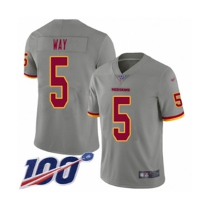 Men's Washington Redskins #5 Tress Way Limited Gray Inverted Legend 100th Season Football Jersey