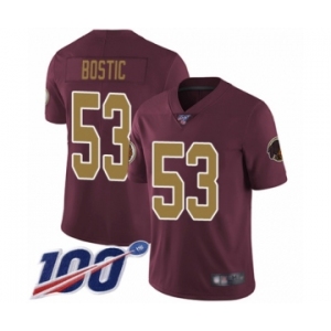 Men's Washington Redskins #53 Jon Bostic Burgundy Red Gold Number Alternate 80TH Anniversary Vapor Untouchable Limited Player 100th Season Football Jersey