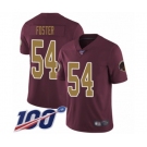 Men's Washington Redskins #54 Mason Foster Burgundy Red Gold Number Alternate 80TH Anniversary Vapor Untouchable Limited Player 100th Season Football Jerse