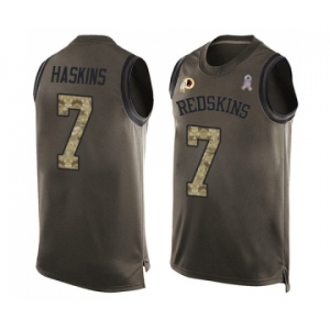 Men's Washington Redskins #7 Dwayne Haskins Limited Green Salute to Service Tank Top Football Jersey