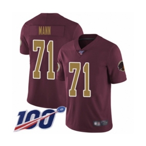 Men's Washington Redskins #71 Charles Mann Burgundy Red Gold Number Alternate 80TH Anniversary Vapor Untouchable Limited Player 100th Season Football Jerse