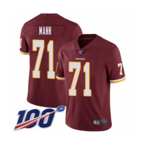 Men's Washington Redskins #71 Charles Mann Burgundy Red Team Color Vapor Untouchable Limited Player 100th Season Football Jersey