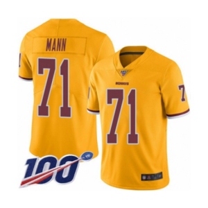 Men's Washington Redskins #71 Charles Mann Limited Gold Rush Vapor Untouchable 100th Season Football Jersey