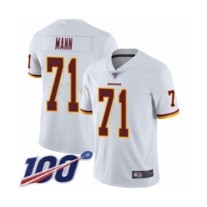 Men's Washington Redskins #71 Charles Mann White Vapor Untouchable Limited Player 100th Season Football Jersey