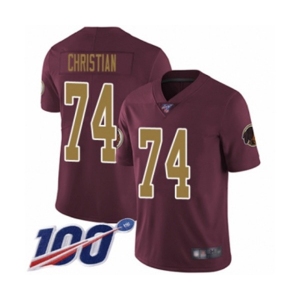 Men's Washington Redskins #74 Geron Christian Burgundy Red Gold Number Alternate 80TH Anniversary Vapor Untouchable Limited Player 100th Season Football Je