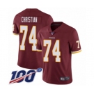 Men's Washington Redskins #74 Geron Christian Burgundy Red Team Color Vapor Untouchable Limited Player 100th Season Football Jersey