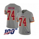 Men's Washington Redskins #74 Geron Christian Limited Gray Inverted Legend 100th Season Football Jersey