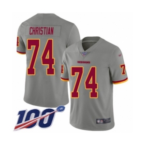 Men's Washington Redskins #74 Geron Christian Limited Gray Inverted Legend 100th Season Football Jersey