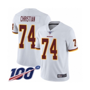 Men's Washington Redskins #74 Geron Christian White Vapor Untouchable Limited Player 100th Season Football Jersey