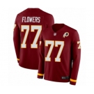 Men's Washington Redskins #77 Ereck Flowers Limited Burgundy Therma Long Sleeve Football Jersey