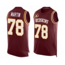 Men's Washington Redskins #78 Wes Martin Limited Red Player Name & Number Tank Top Football Jersey