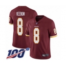 Men's Washington Redskins #8 Case Keenum Burgundy Red Team Color Vapor Untouchable Limited Player 100th Season Football Jersey