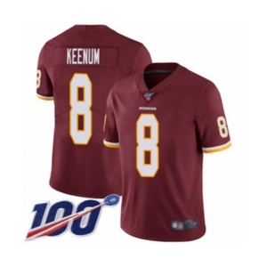 Men's Washington Redskins #8 Case Keenum Burgundy Red Team Color Vapor Untouchable Limited Player 100th Season Football Jersey