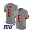 Men's Washington Redskins #8 Case Keenum Limited Gray Inverted Legend 100th Season Football Jersey