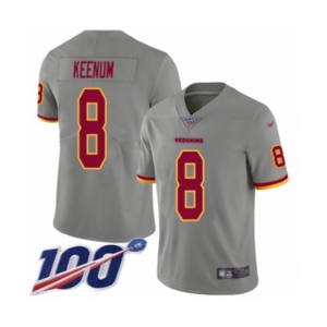 Men's Washington Redskins #8 Case Keenum Limited Gray Inverted Legend 100th Season Football Jersey