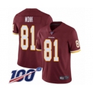 Men's Washington Redskins #81 Art Monk Burgundy Red Team Color Vapor Untouchable Limited Player 100th Season Football Jersey