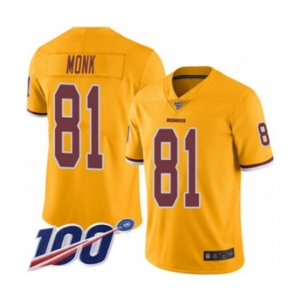 Men's Washington Redskins #81 Art Monk Limited Gold Rush Vapor Untouchable 100th Season Football Jersey