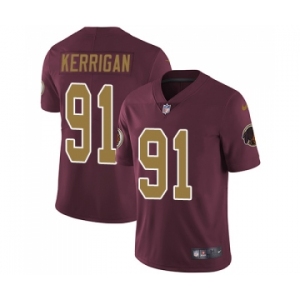 Men's Washington Redskins #91 Ryan Kerrigan Burgundy Red Gold Number Alternate 80TH Anniversary Vapor Untouchable Limited Player Football Jersey