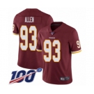 Men's Washington Redskins #93 Jonathan Allen Burgundy Red Team Color Vapor Untouchable Limited Player 100th Season Football Jersey