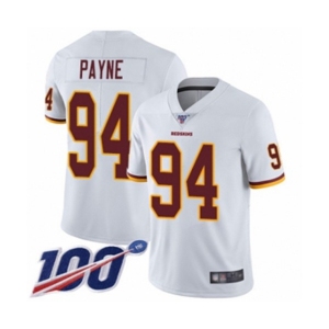 Men's Washington Redskins #94 Da'Ron Payne White Vapor Untouchable Limited Player 100th Season Football Jersey