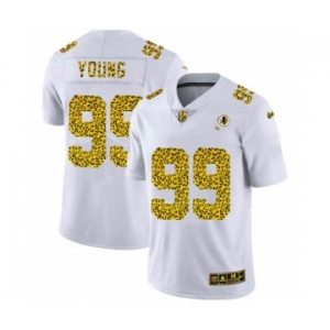 Men's Washington Redskins #99 Chase Young Flocked Leopard Print Vapor Limited Football Jersey White