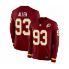 Nike Washington Redskins #93 Jonathan Allen Limited Burgundy Therma Long Sleeve NFL Jersey