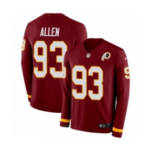 Nike Washington Redskins #93 Jonathan Allen Limited Burgundy Therma Long Sleeve NFL Jersey