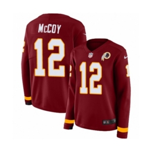 Women Nike Washington Redskins #12 Colt McCoy Limited Burgundy Therma Long Sleeve NFL Jersey