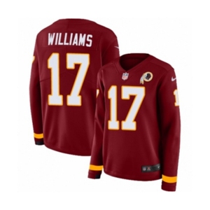 Women Nike Washington Redskins #17 Doug Williams Limited Burgundy Therma Long Sleeve NFL Jersey