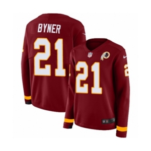 Women Nike Washington Redskins #21 Earnest Byner Limited Burgundy Therma Long Sleeve NFL Jersey