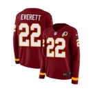 Women Nike Washington Redskins #22 Deshazor Everett Limited Burgundy Therma Long Sleeve NFL Jersey