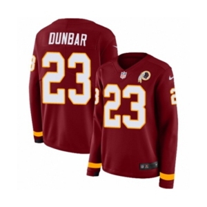 Women Nike Washington Redskins #23 Quinton Dunbar Limited Burgundy Therma Long Sleeve NFL Jersey