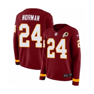 Women Nike Washington Redskins #24 Josh Norman Limited Burgundy Therma Long Sleeve NFL Jersey