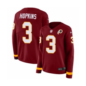 Women Nike Washington Redskins #3 Dustin Hopkins Limited Burgundy Therma Long Sleeve NFL Jersey