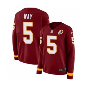 Women Nike Washington Redskins #5 Tress Way Limited Burgundy Therma Long Sleeve NFL Jersey