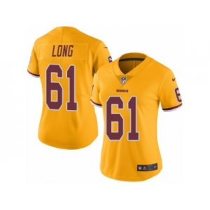 Women Nike Washington Redskins #61 Spencer Long Limited Gold Rush Vapor Untouchable NFL Jersey