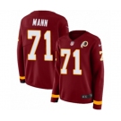 Women Nike Washington Redskins #71 Charles Mann Limited Burgundy Therma Long Sleeve NFL Jersey