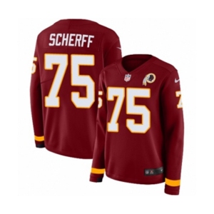Women Nike Washington Redskins #75 Brandon Scherff Limited Burgundy Therma Long Sleeve NFL Jersey