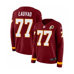 Women Nike Washington Redskins #77 Shawn Lauvao Limited Burgundy Therma Long Sleeve NFL Jersey