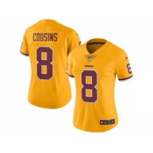 Women Nike Washington Redskins #8 Kirk Cousins Limited Gold Rush Vapor Untouchable NFL Jersey