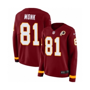 Women Nike Washington Redskins #81 Art Monk Limited Burgundy Therma Long Sleeve NFL Jersey