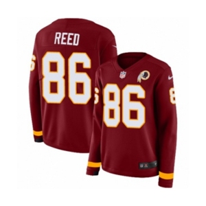 Women Nike Washington Redskins #86 Jordan Reed Limited Burgundy Therma Long Sleeve NFL Jersey