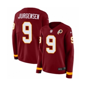 Women Nike Washington Redskins #9 Sonny Jurgensen Limited Burgundy Therma Long Sleeve NFL Jersey