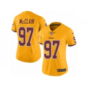 Women Nike Washington Redskins #97 Terrell McClain Limited Gold Rush Vapor Untouchable NFL Jersey