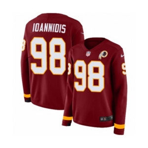 Women Nike Washington Redskins #98 Matthew Ioannidis Limited Burgundy Therma Long Sleeve NFL Jersey