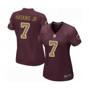 Women Washington Redskins #7 Dwayne Haskins Game Burgundy Red Gold Number Alternate 80TH Anniversary Football Jersey