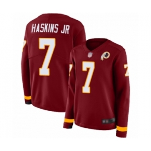 Women Washington Redskins #7 Dwayne Haskins Limited Burgundy Therma Long Sleeve Football Jersey