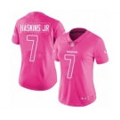 Women Washington Redskins #7 Dwayne Haskins Limited Pink Rush Fashion Football Jersey