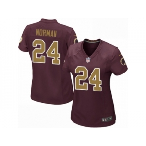 Women's Nike Washington Redskins #24 Josh Norman Game Burgundy Red Gold Number Alternate 80TH Anniversary NFL Jersey