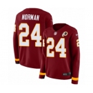 Women's Nike Washington Redskins #24 Josh Norman Limited Burgundy Therma Long Sleeve NFL Jersey